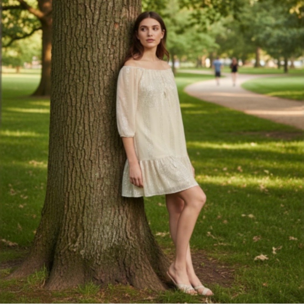 Caroline K Beaded Sands Sequin Swing Dress by Anthropologie